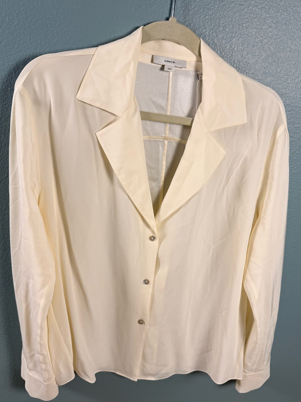 Vince 100% Silk Crepe de Chine Shirt Off white in Medium - Picture 4 of 12